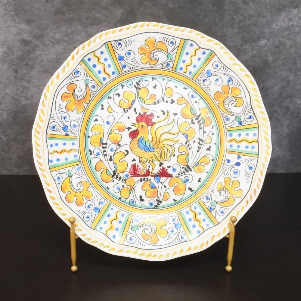 Le Cadeaux Rooster Pattern Melamine Dinner Plate Set of 6